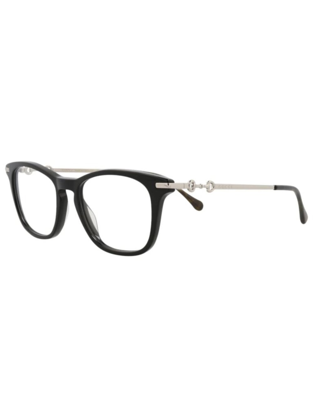 New Gucci Women's Eyeglasses Square Rectangle Acetate Frame Mens Black Silver